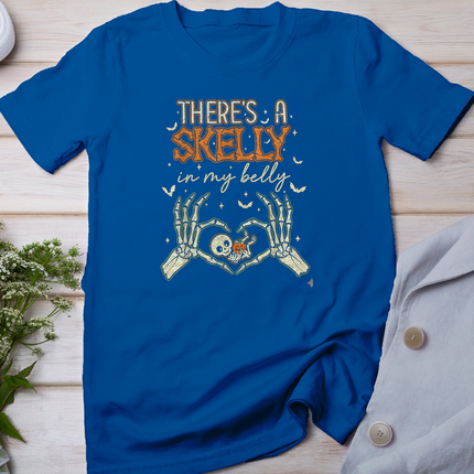 There's A Skelly in My Belly Funny Halloween Pregnancy Annou T-Shirt