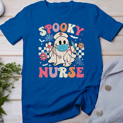Spooky Nurse Ghost Halloween Cute Groovy Nursing Halloween T-Shirt