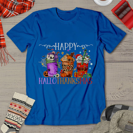 Happy Hallothanksmas Halloween Thanksgiving Christmas T-Shirt