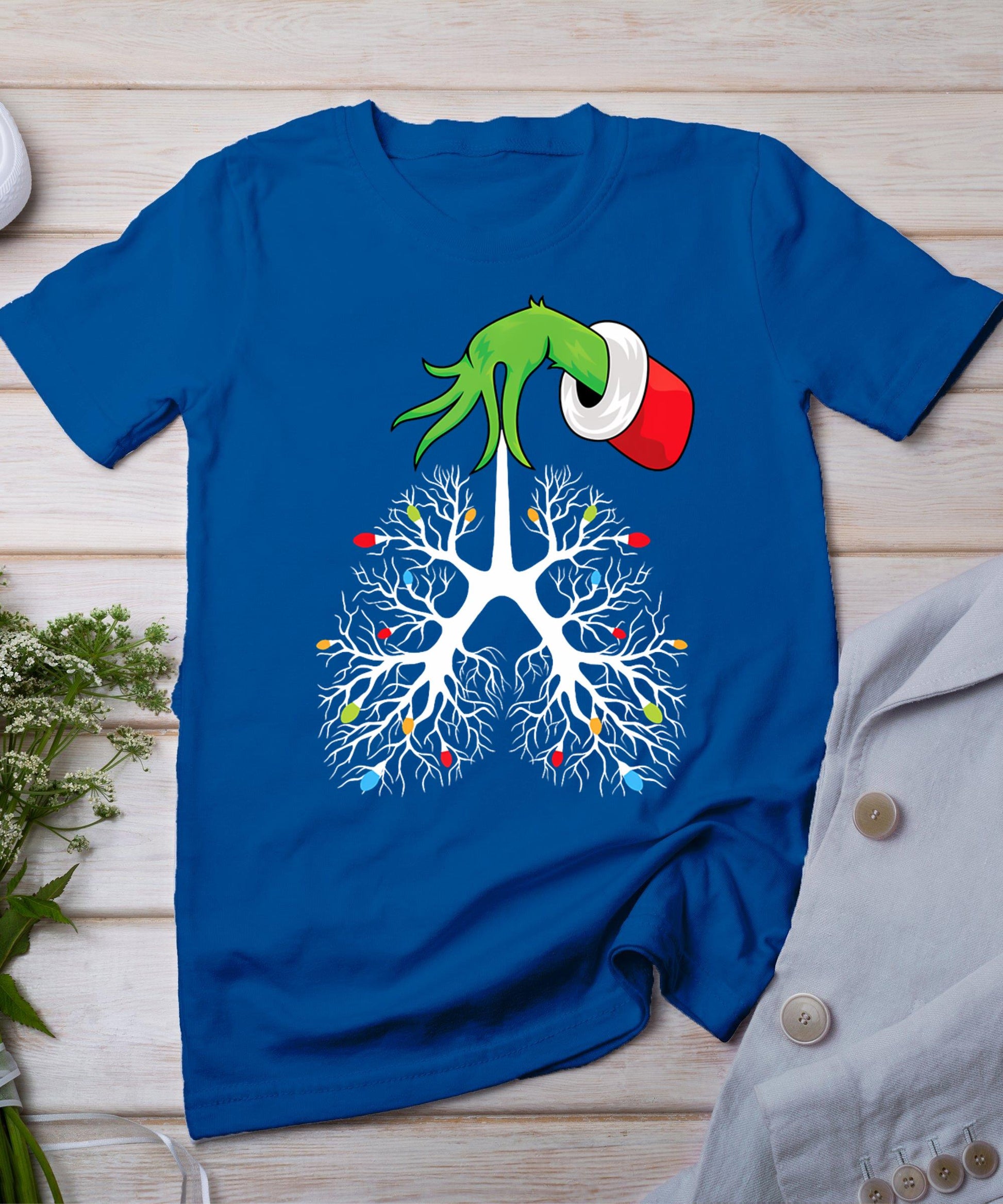 Christmas Nurse Respiratory Therapist Lung Lights Funnyx-Mas T-Shirt