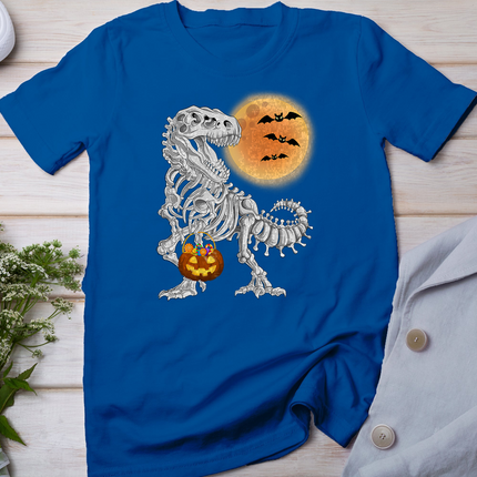 Halloween Skeleton Dinosaur Scary Pumpkin Moon T-Shirt