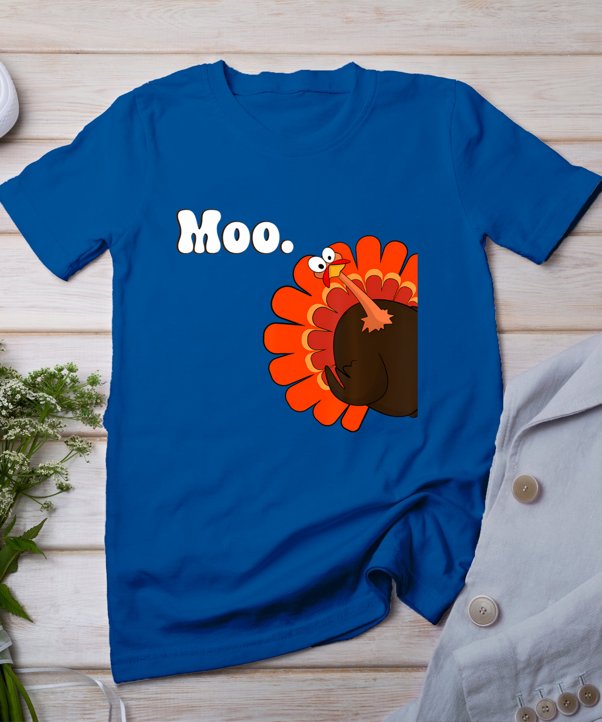 Turkey Moo Funny Thanksgiving T-Shirt