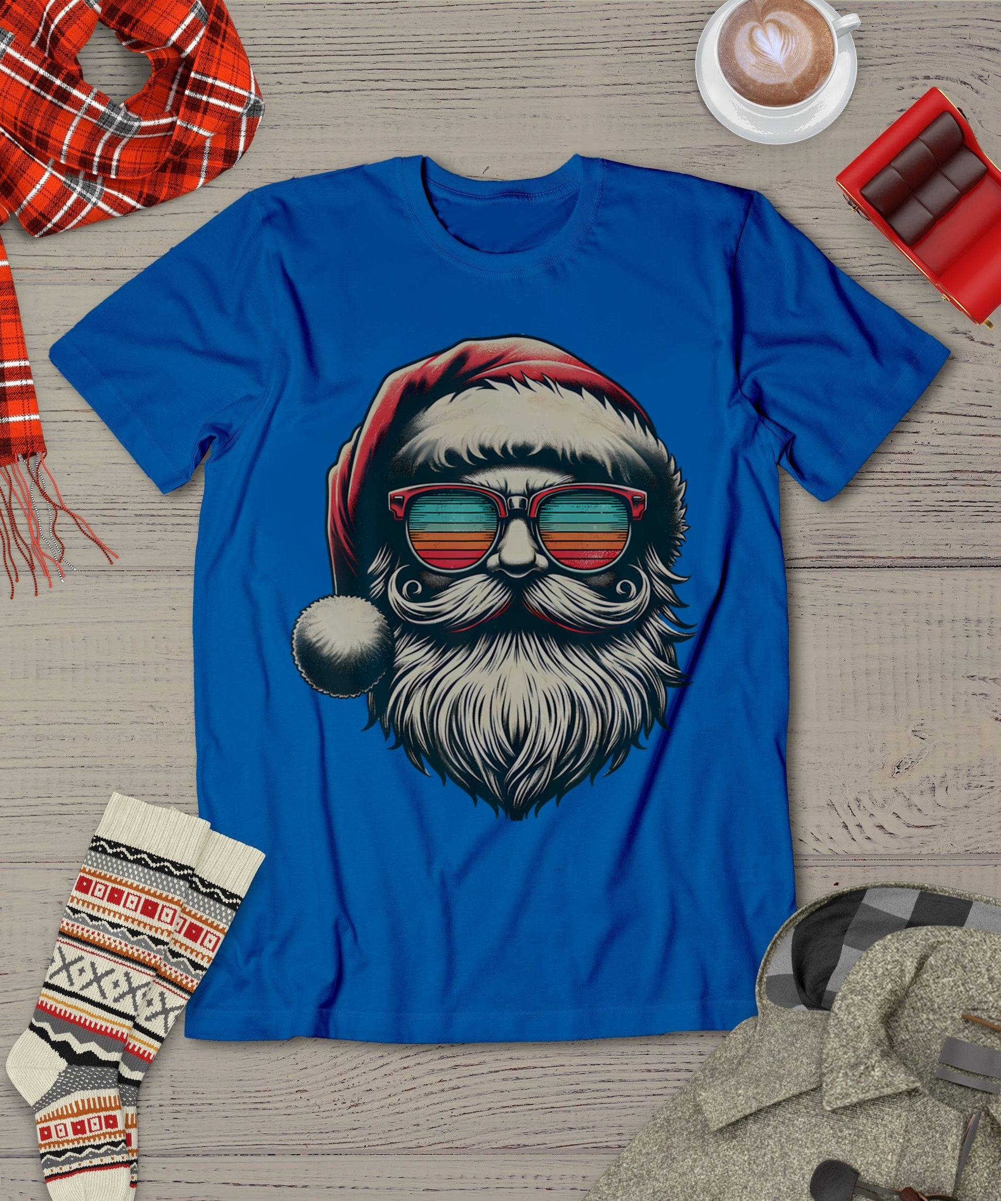 Santa Face Retro Sunglasses Christmas Xmas Men Women Kids T-Shirt