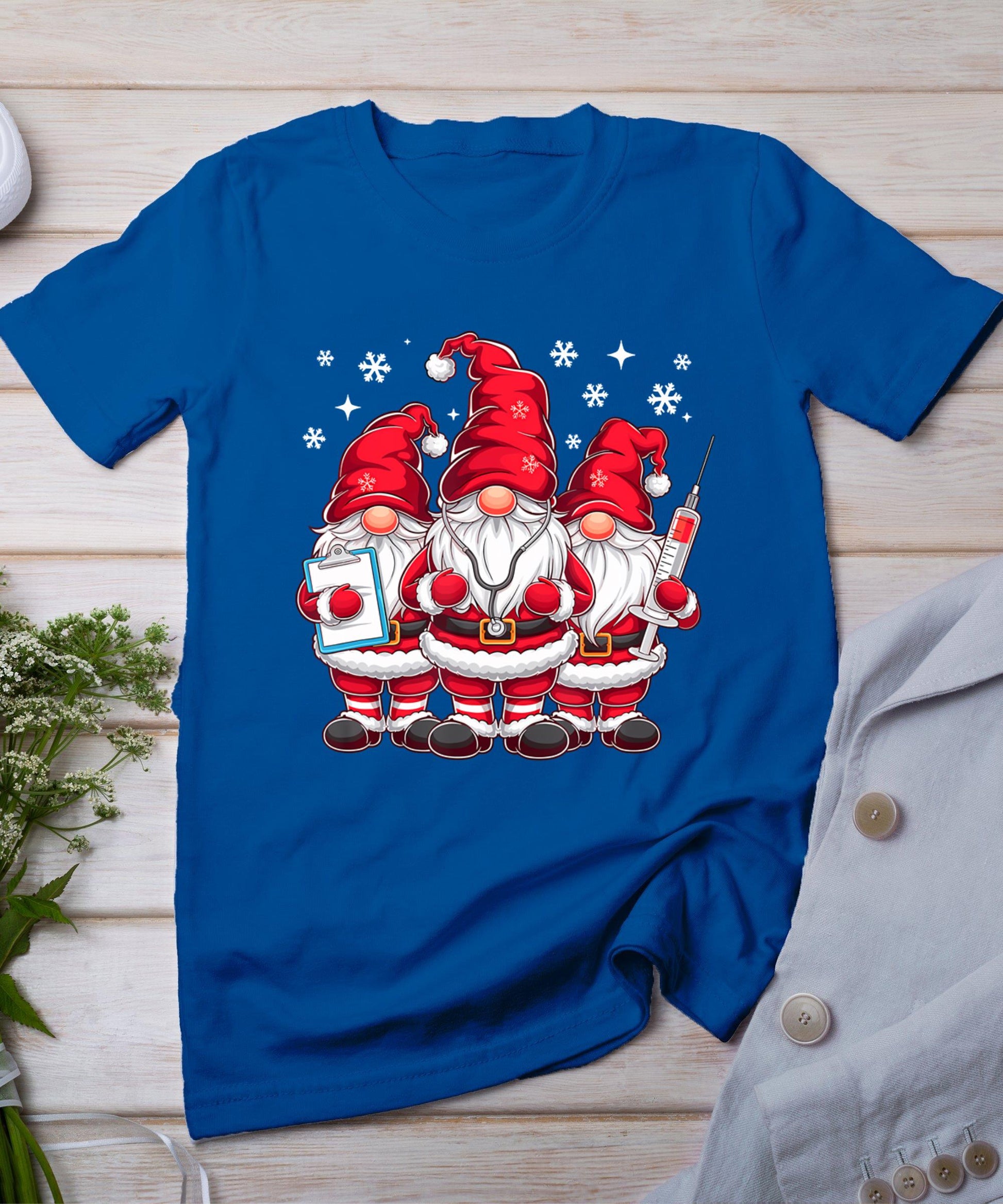 Cute Nursing Christmas Gnomes Xmas Medical Scrub Top Nurse T-Shirt