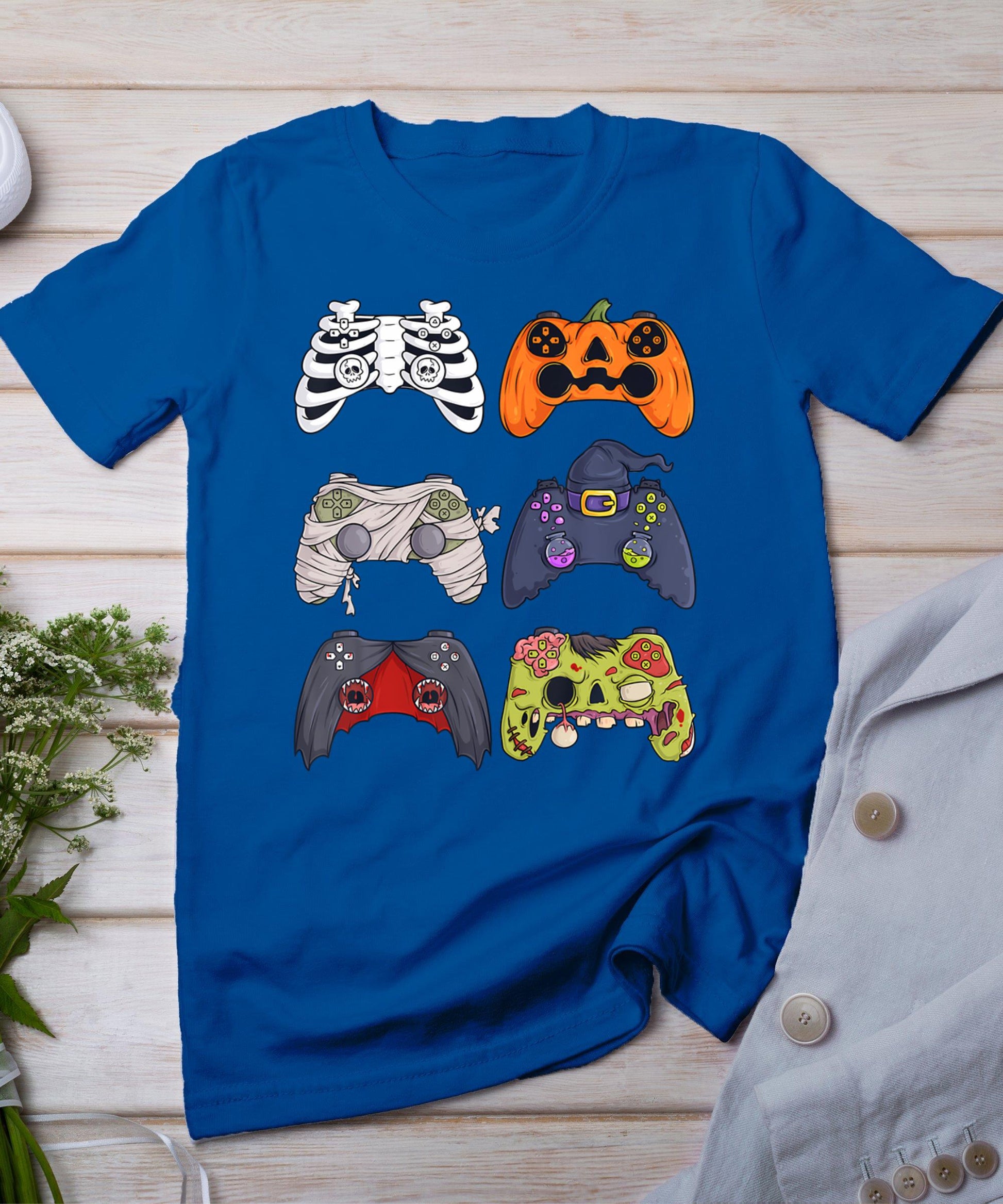 Halloween Skeleton Zombie Gaming Controllers Mummy Boys Kids T-Shirt