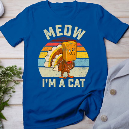 Thanksgiving Funny Turkey Fake Cat Retro Women Men Kids T-Shirt