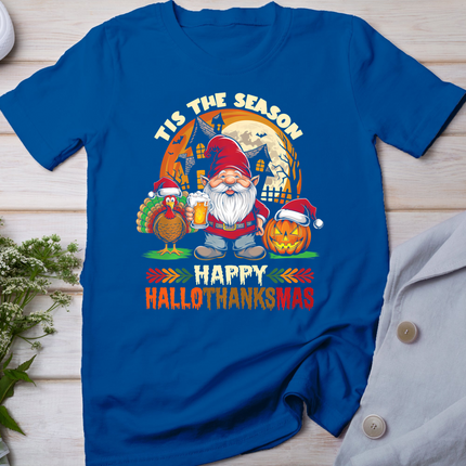 Happy Hallothanksmas Halloween Thanksgiving Merry Christmas Long Sleeve T-Shirt