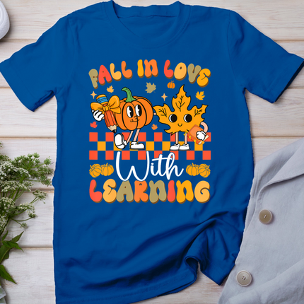 Fall In Love With Learning Funny Teacher Autumn Pumpkin T-Shirt