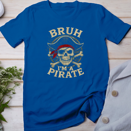 Bruh I'm a Pirate Lazy Pirate Skull Costume Halloween T-Shirt