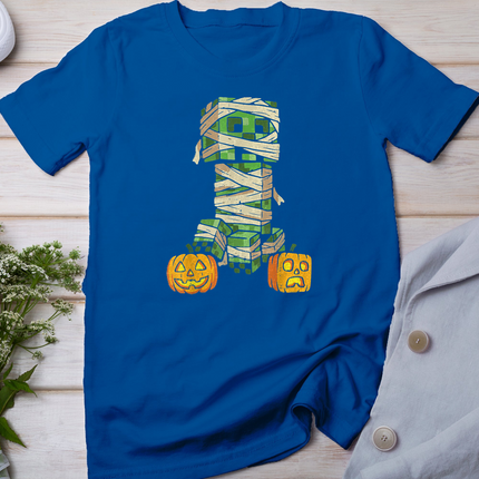 Halloween Gamer Pixel Monster Mummy Gaming Costume Boys Kids T-Shirt