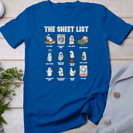 Halloween Ghosts The Sheet List Funny Costume Men Women T-Shirt