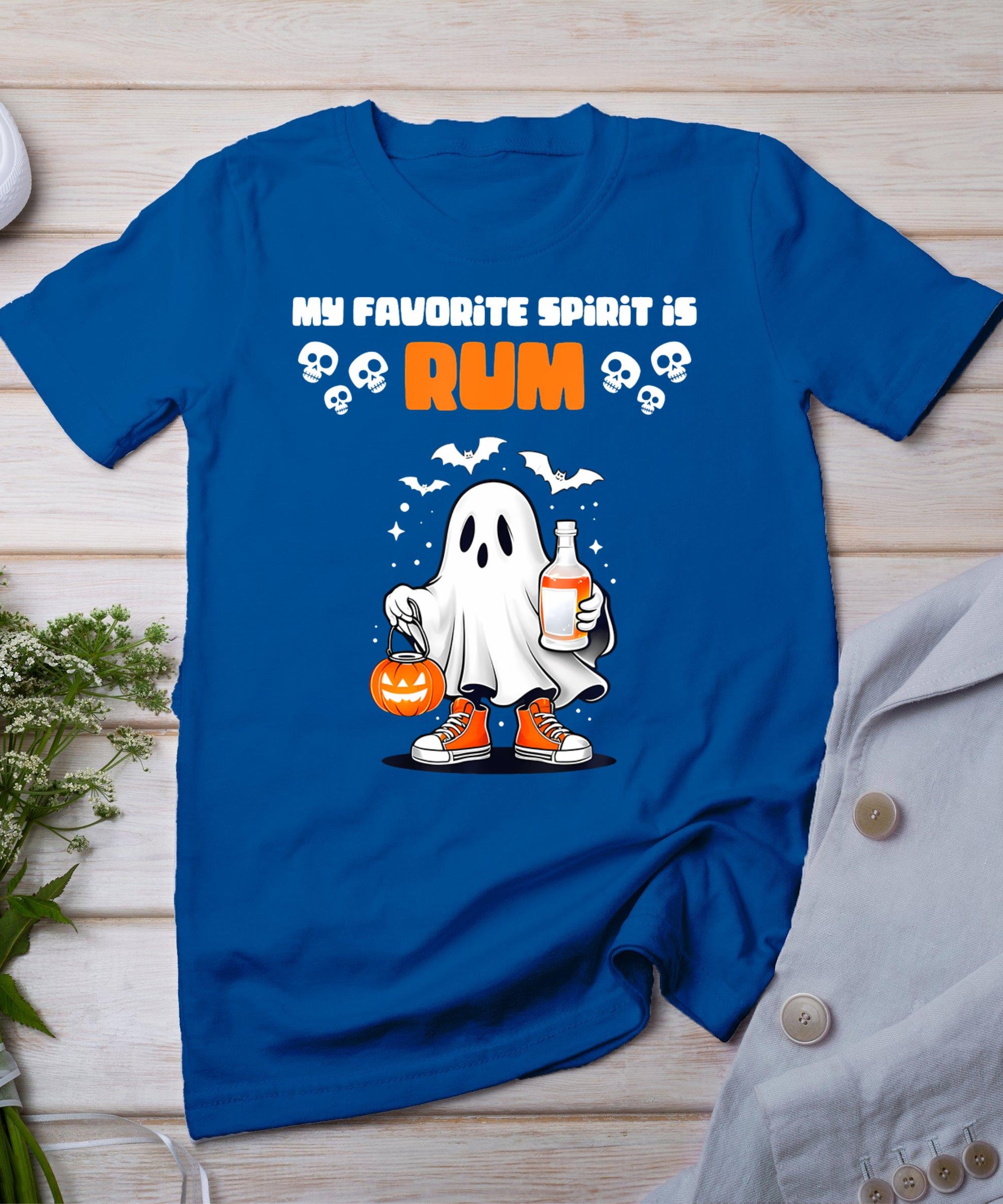 Funny Spooky Ghost Rum My Favorite Spirit Is Rum Halloween T-Shirt