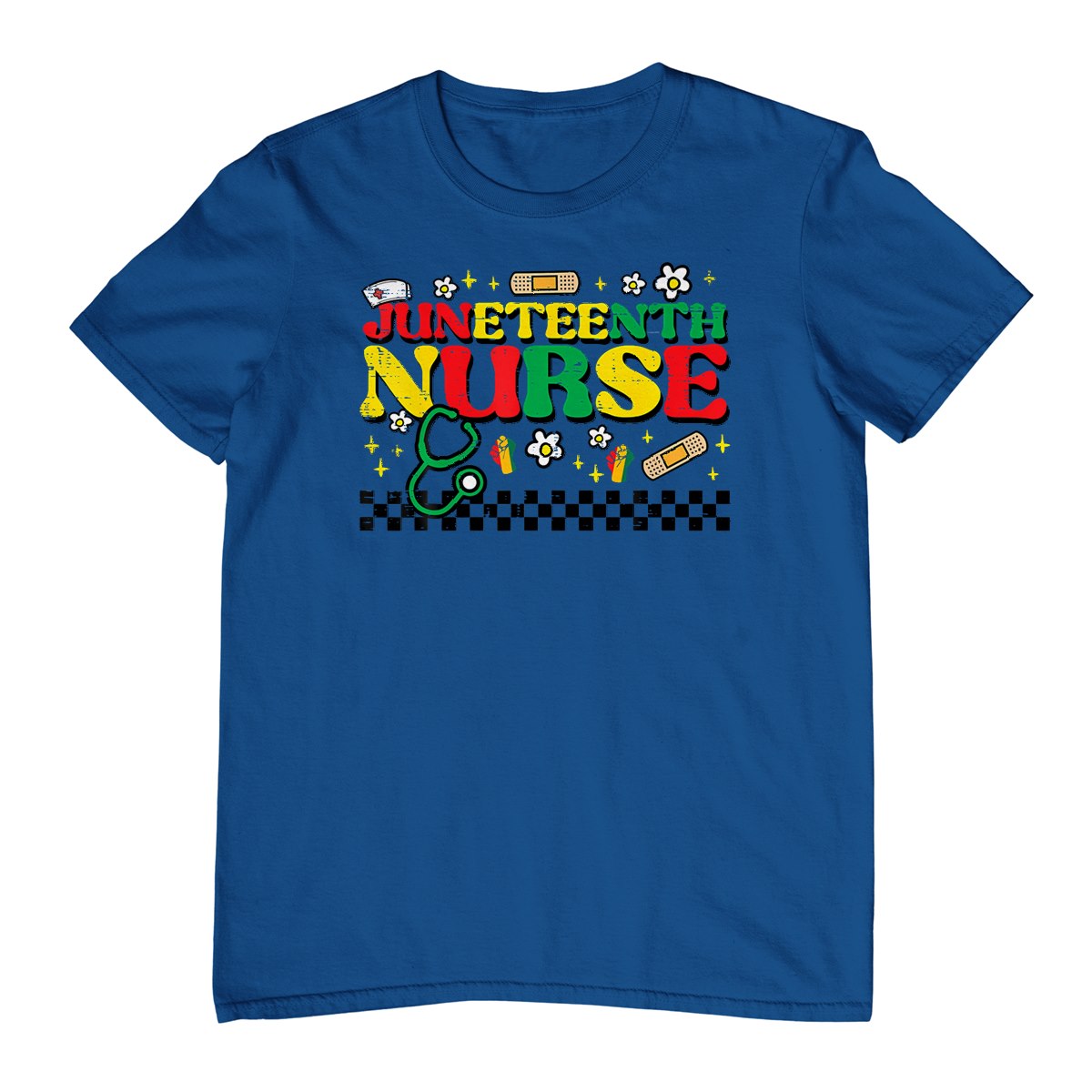 Juneteenth Nurse Groovy Retro African Scrub Top Black Women T-Shirt