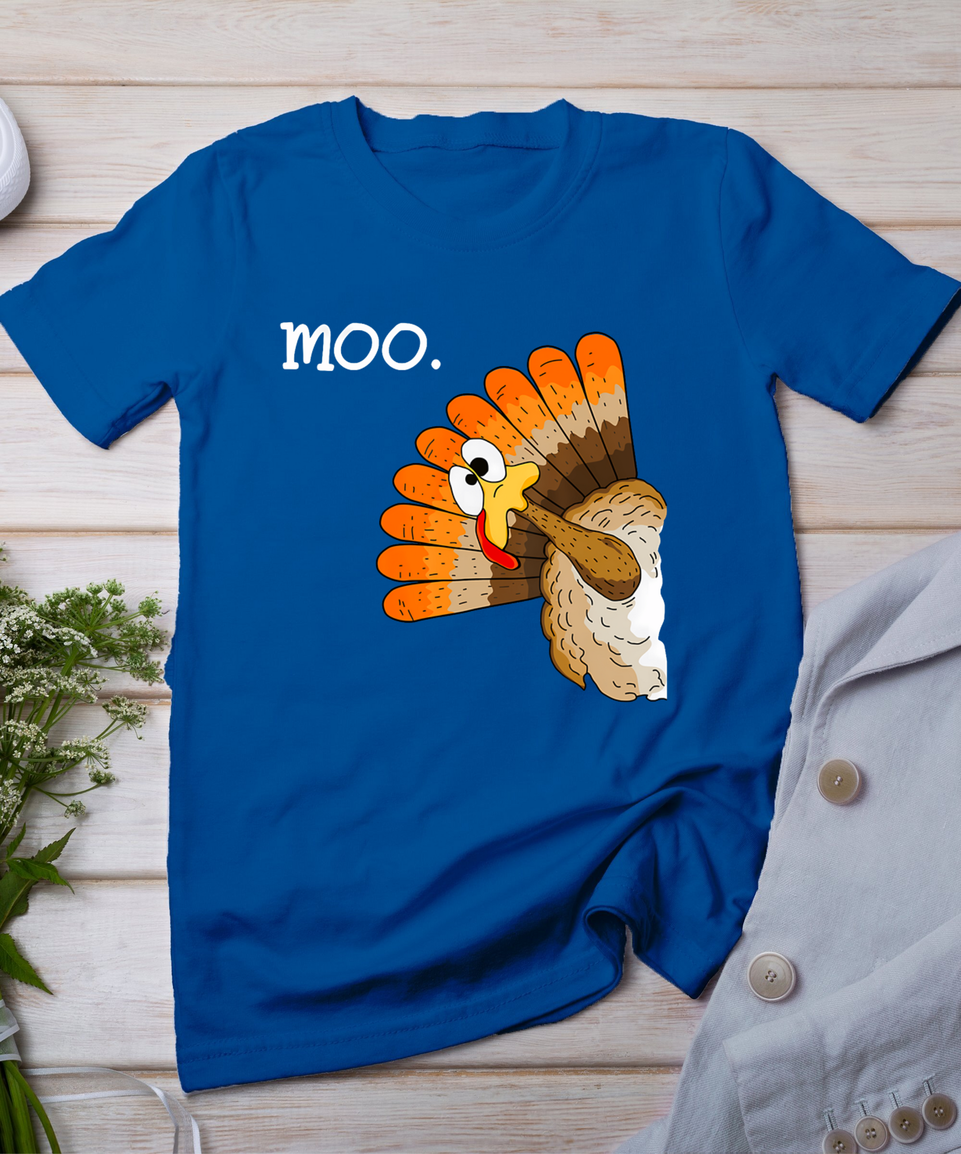 Turkey Moo Funny Thanksgiving T-Shirt