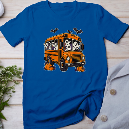 Halloween School Bus Driver Ghosts and Pumpkins T-Shirt