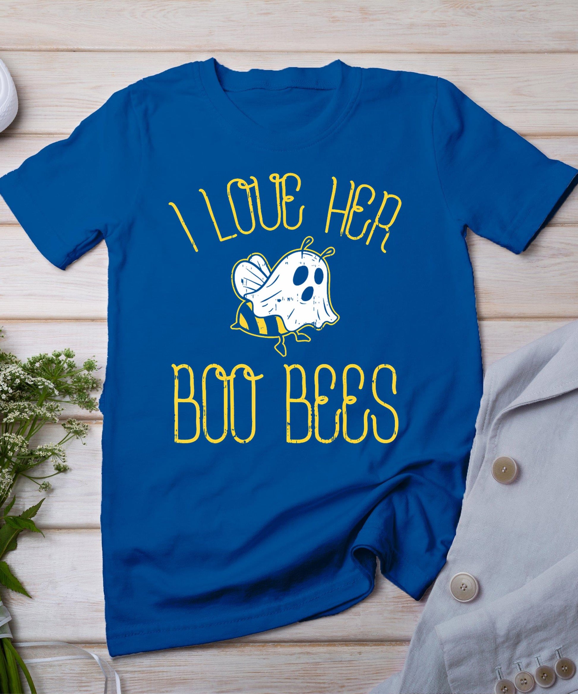 I Love Her Boo Bees Couples Halloween T-Shirt