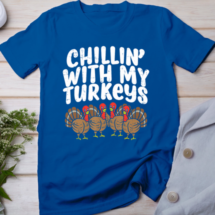 Chillin With My Turkeys Thanksgiving Family Boys Kids Gift T-Shirt
