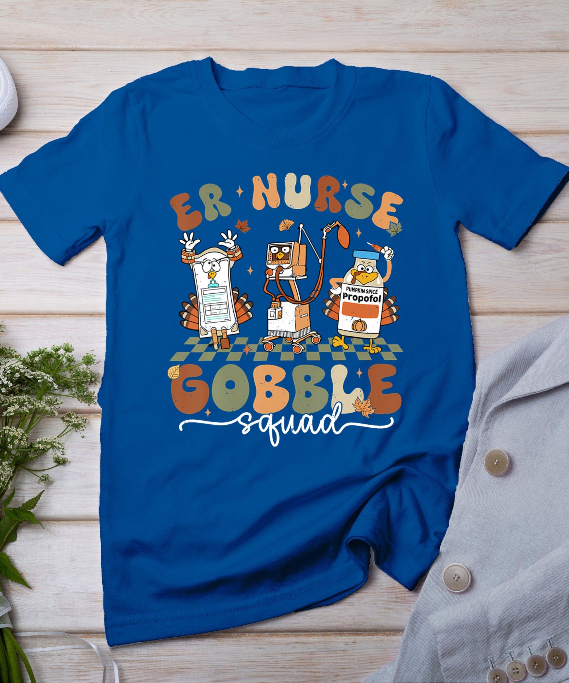 Er Nurse Gobble Squad Er Nurse Turkey Lover Thanksgiving T-Shirt