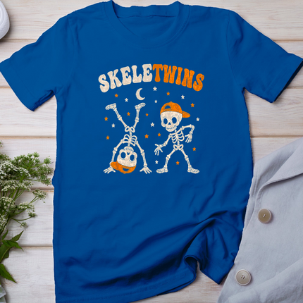 Twins Halloween Matching Skeletwins Funny Dancing Skeletons T-Shirt