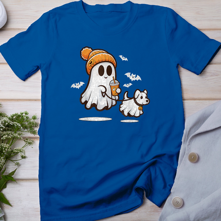 Funny Ghost Walking Dog Ghost Dog Halloween Women Men Kids T-Shirt