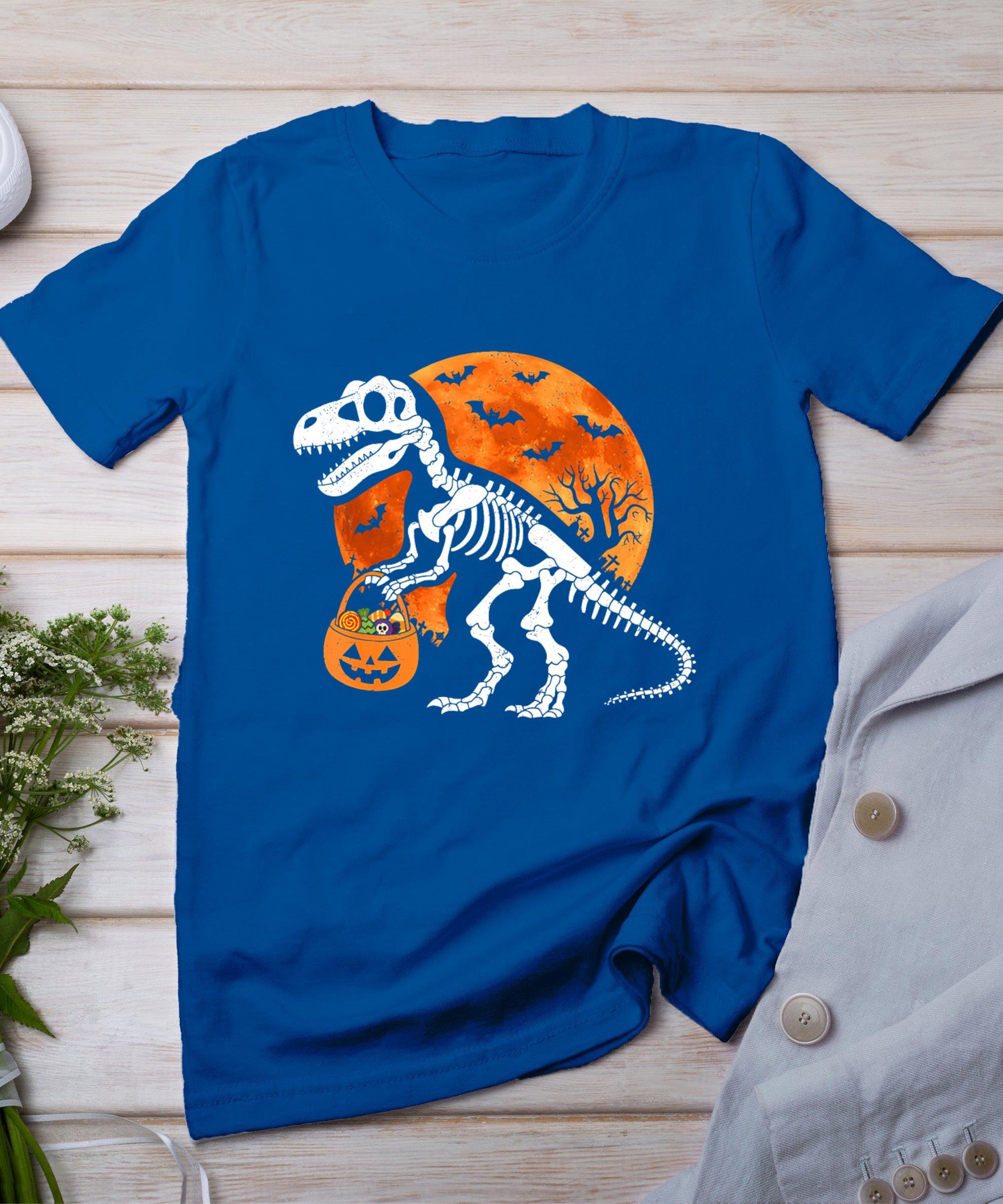 Halloween Shirt For Kids Toddler Skeleton Dinosaur Trex Boys T-Shirt