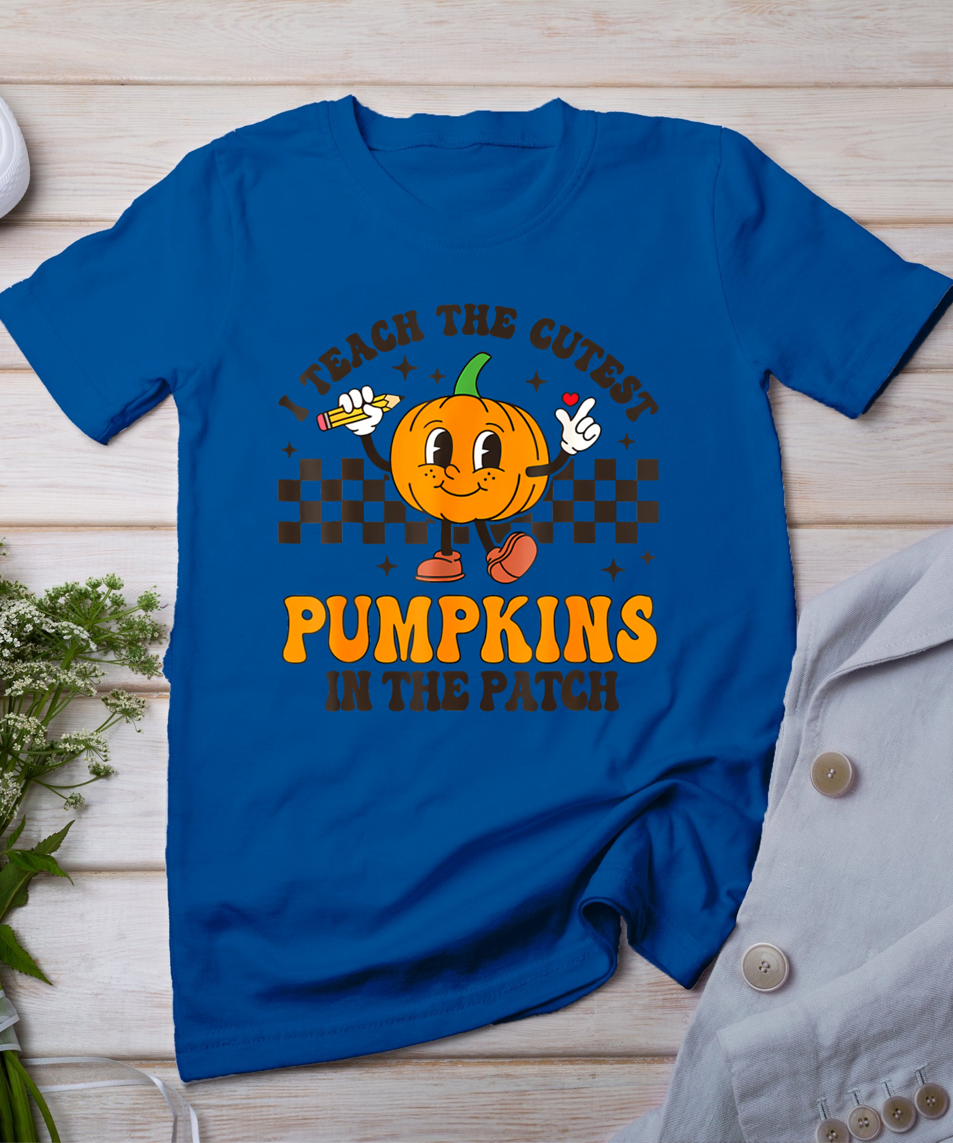 I Teach The Cutest Pumpkins In The Patch Groovy Teacher Fall T-Shirt