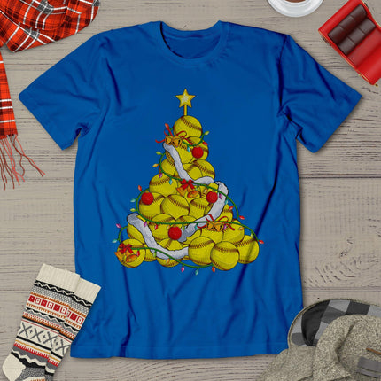 Softball Christmas Tree Xmas Pajamas Player Coach Men Women T-Shirt