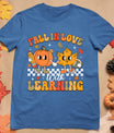 Retro Fall In Love With Learning Autumn Pumpkin Teacher T-Shirt