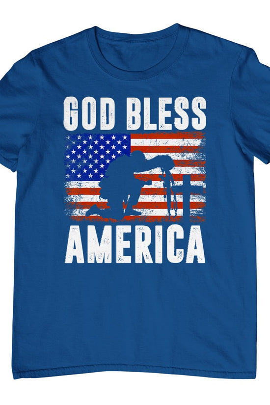 God Bless America 4th Of July Usa Flag Patriotic Christian T-Shirt