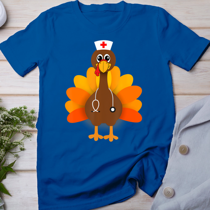 Thanksgiving Scrub Tops Women Turkey Nurse Holiday Nursing T-Shirt