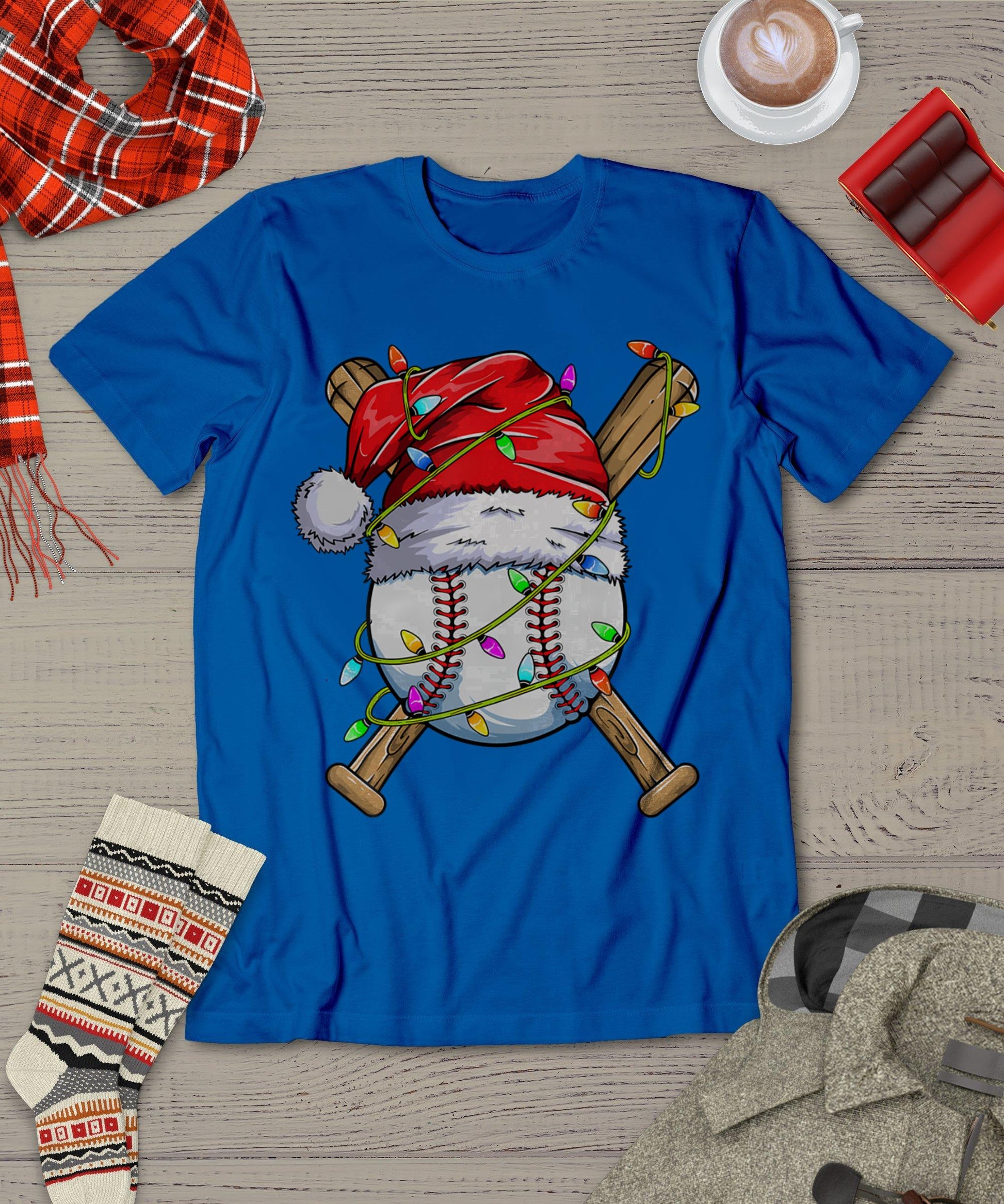 Santa Sports Design For Men Boys Christmas Baseball Player T-Shirt