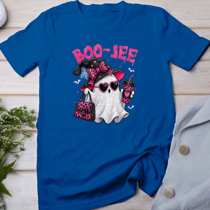 Cute Ghost Boo-JEE Pink Leopard Spooky Season Halloween T-Shirt