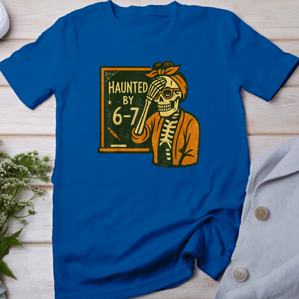 Haunted by 6-7 Funny Teacher 67 Halloween Skeleton Six Seven T-Shirt