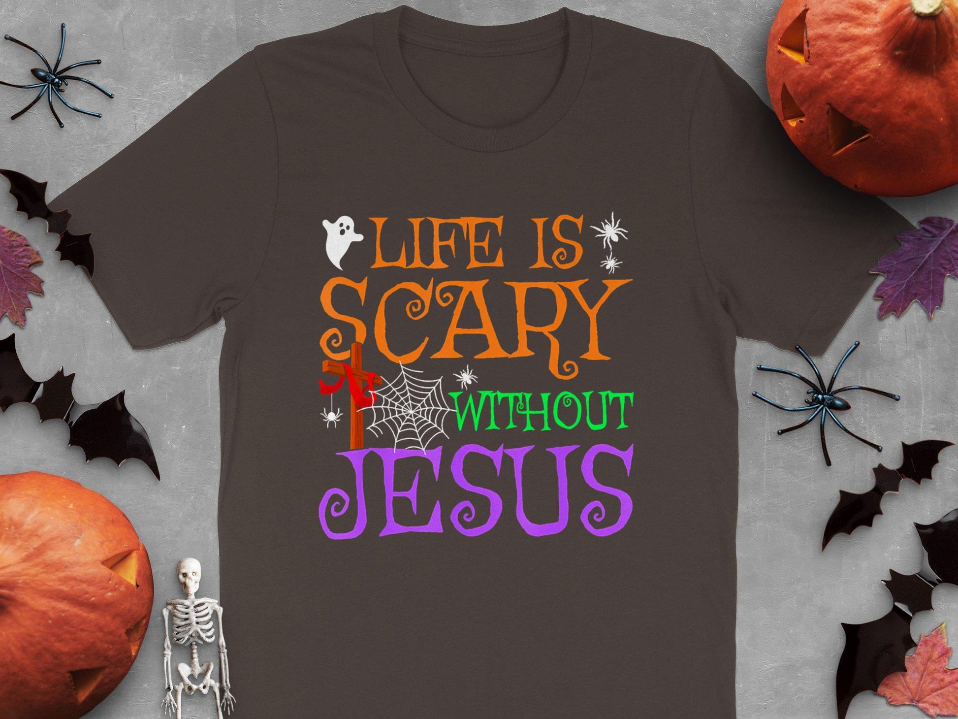 Life Without Jesus Is Scary Fall Christian Halloween Jesus T-Shirt