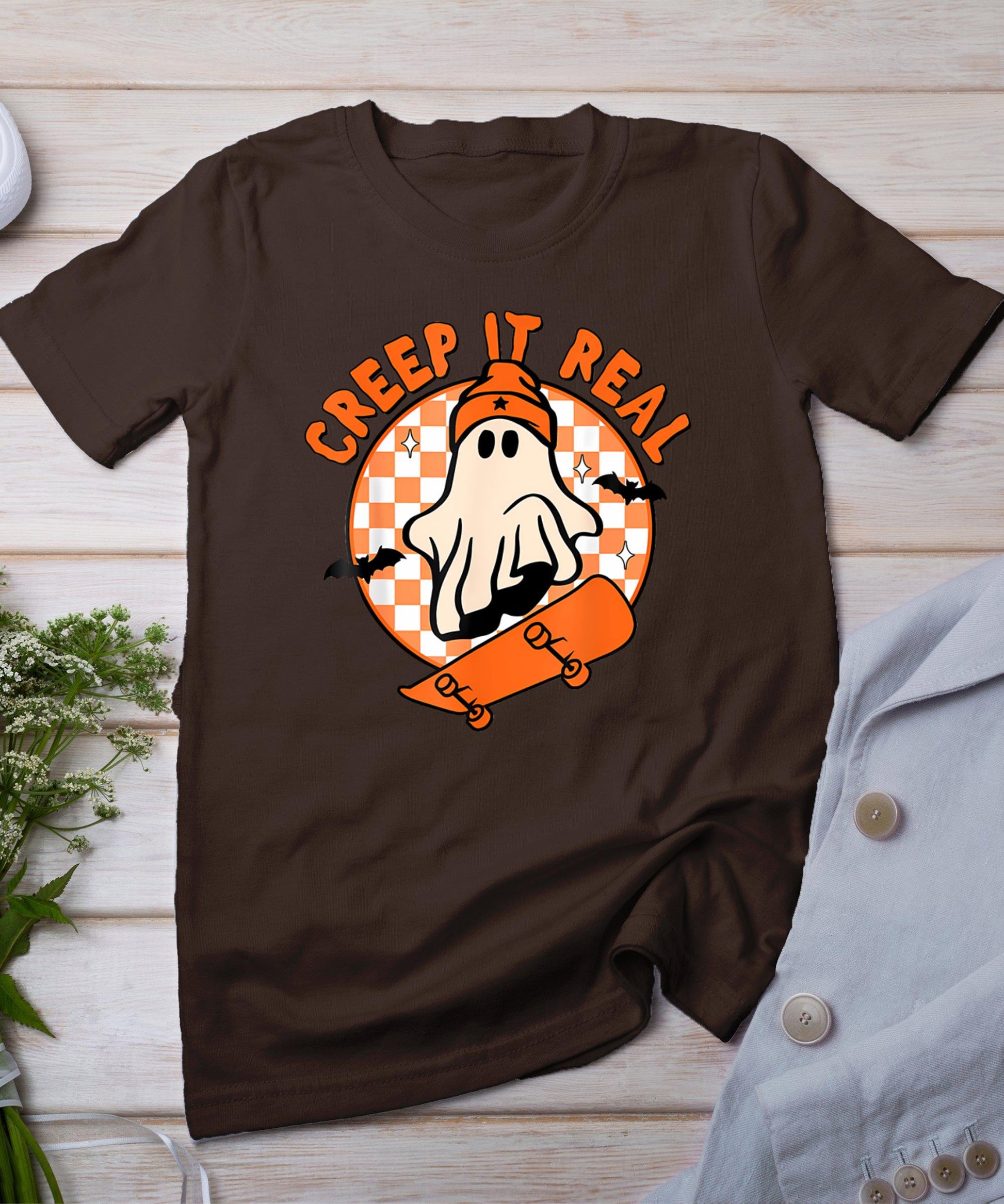 Vintage Retro Halloween Creep It Real Ghost Boy Fall Season T-Shirt