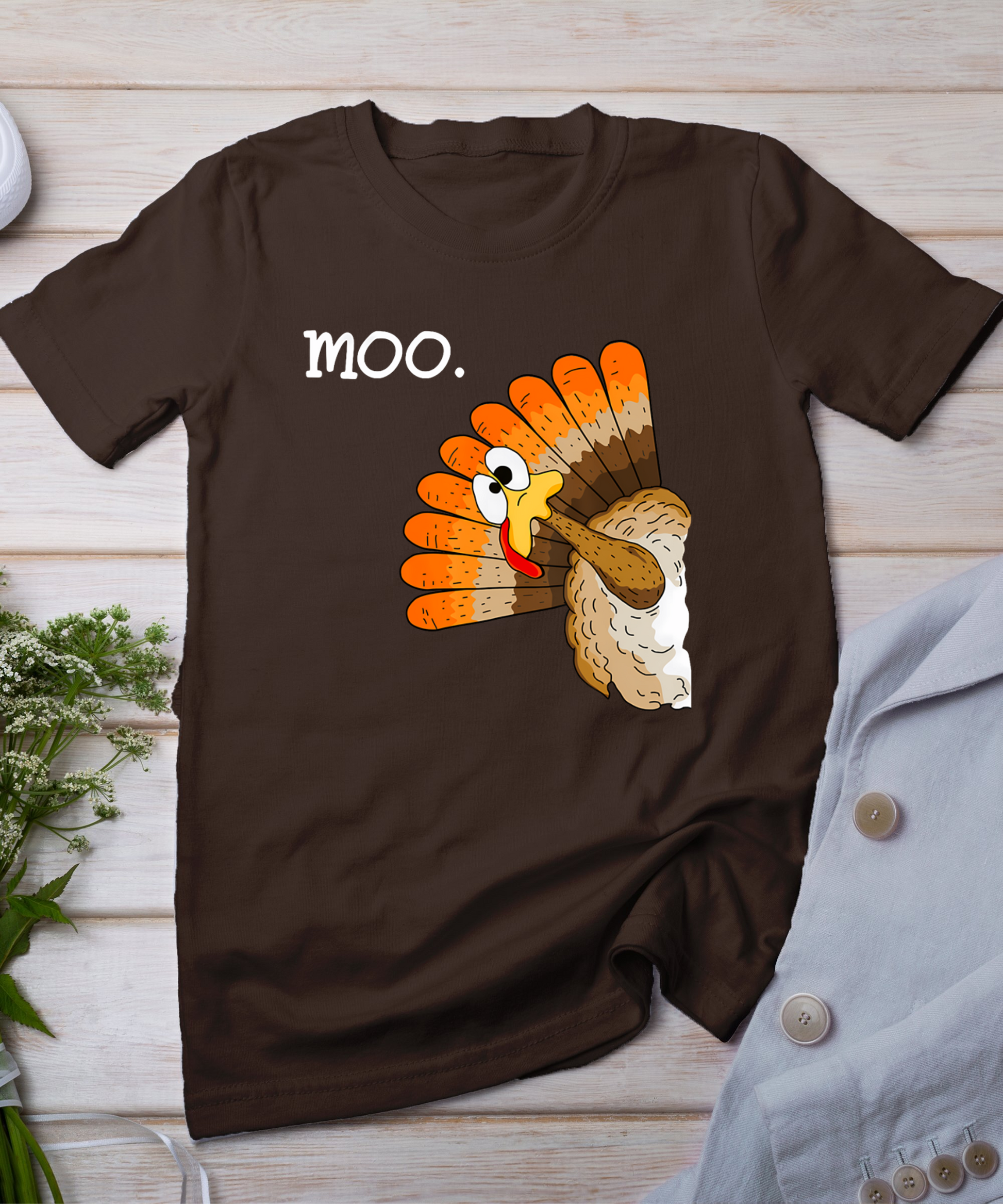 Turkey Moo Funny Thanksgiving T-Shirt