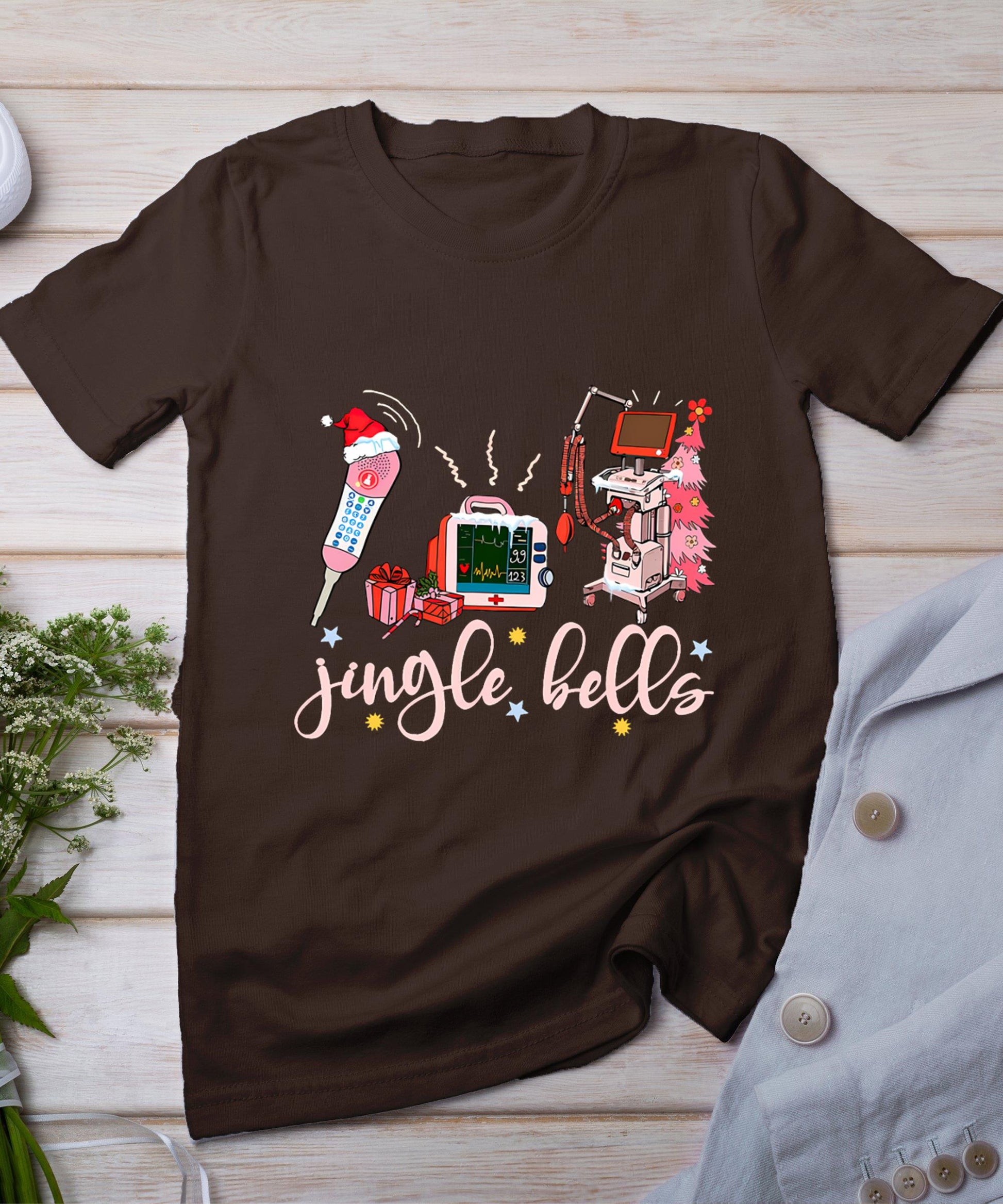 Funny Telemetry Nurse Christmas Jingle Bells Women Men T-Shirt