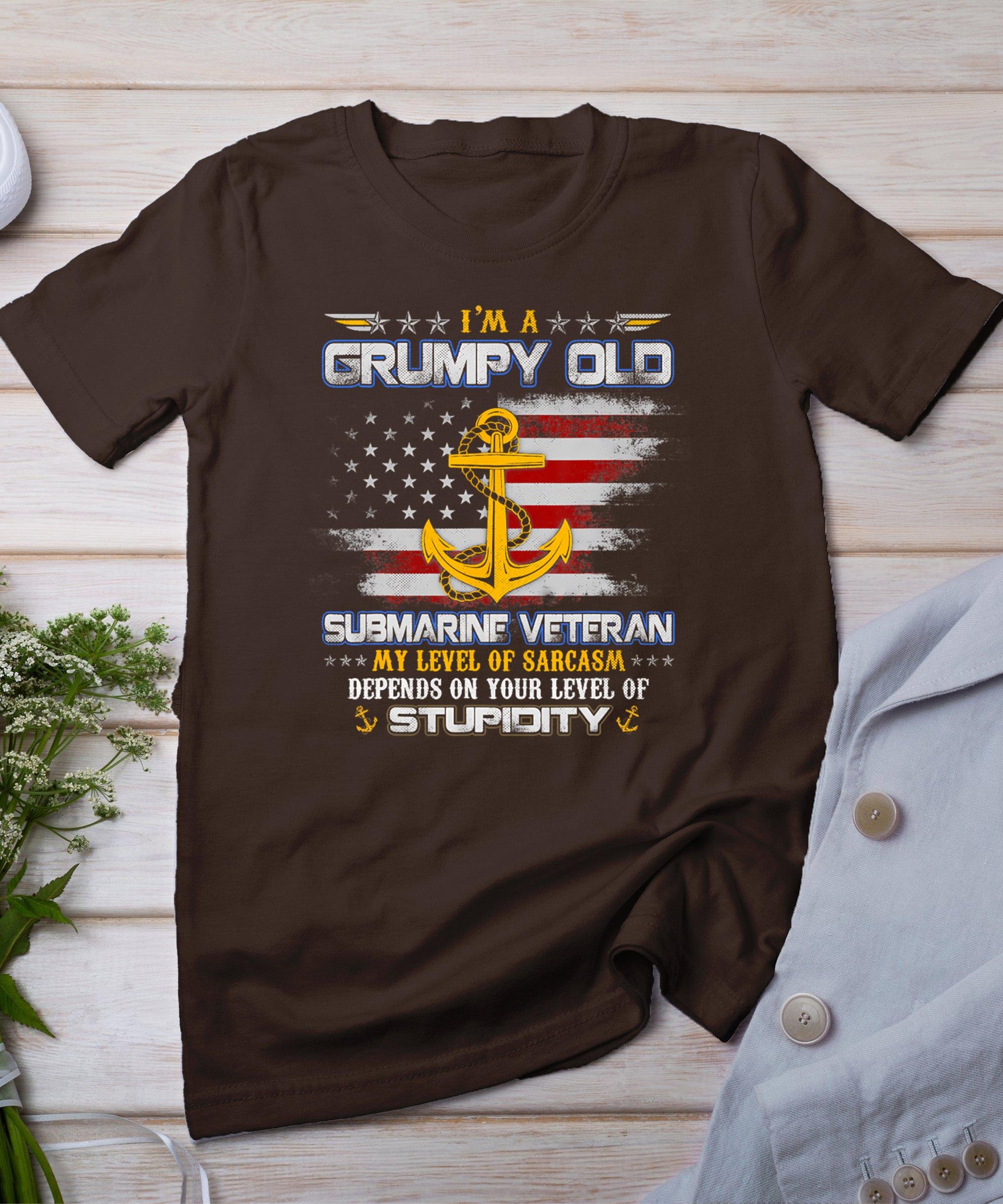 I'm A Grumpy Old Submarine Veteran Submariner Flag Vintage T-Shirt