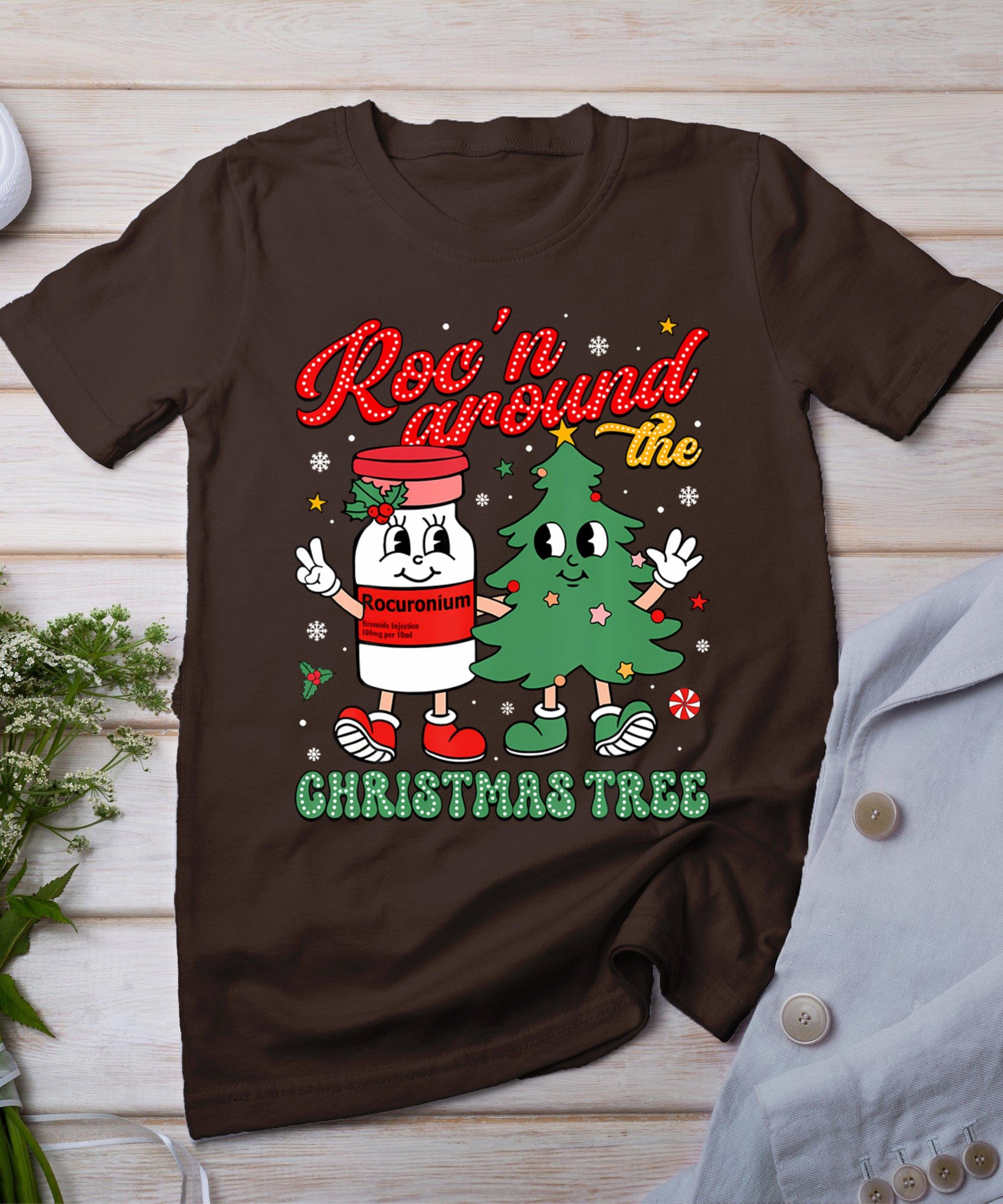 Roc'n Around The Christmas Tree Er Ed Icu Nurse Christmas T-Shirt