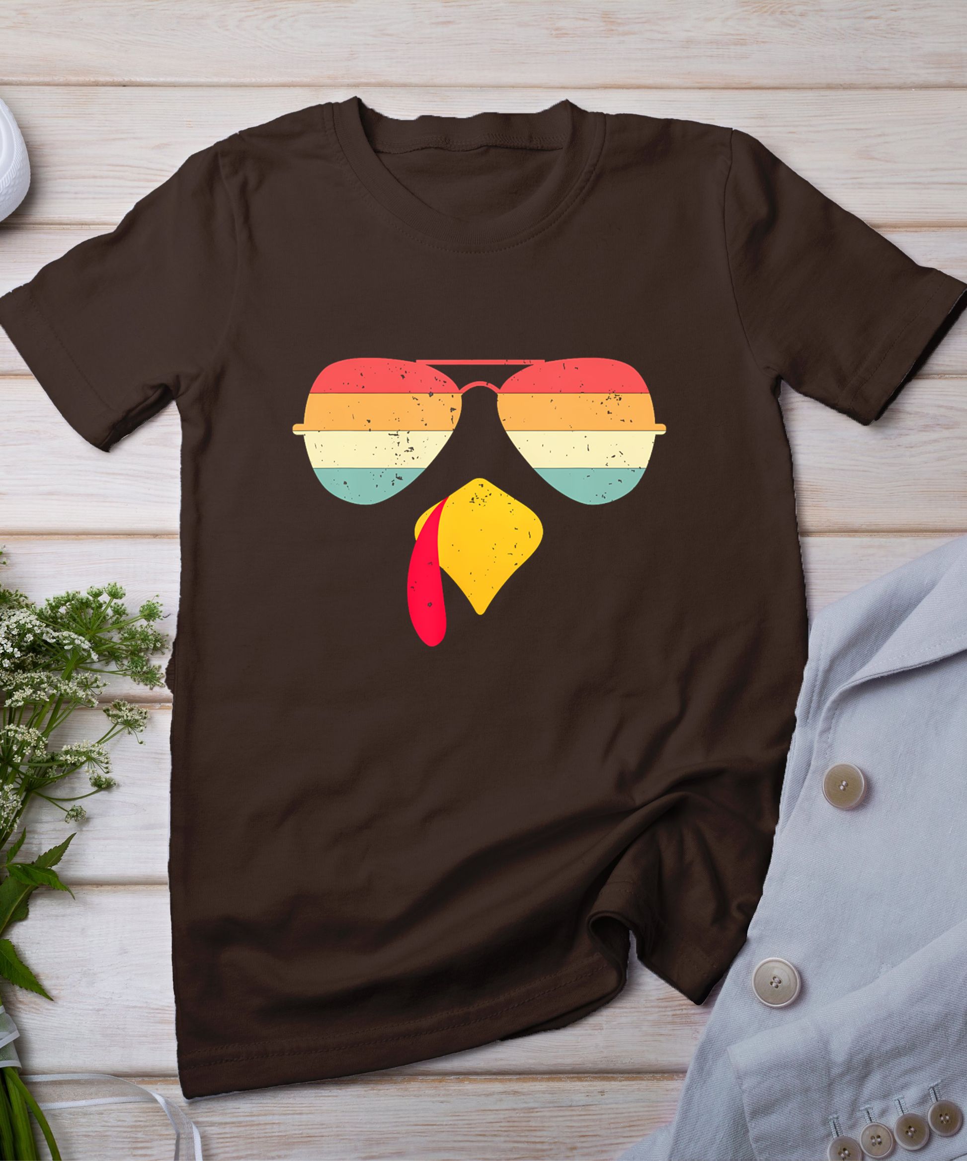 Cool Turkey Face With Sunglasses Funny Thanksgiving For Boys T-Shirt