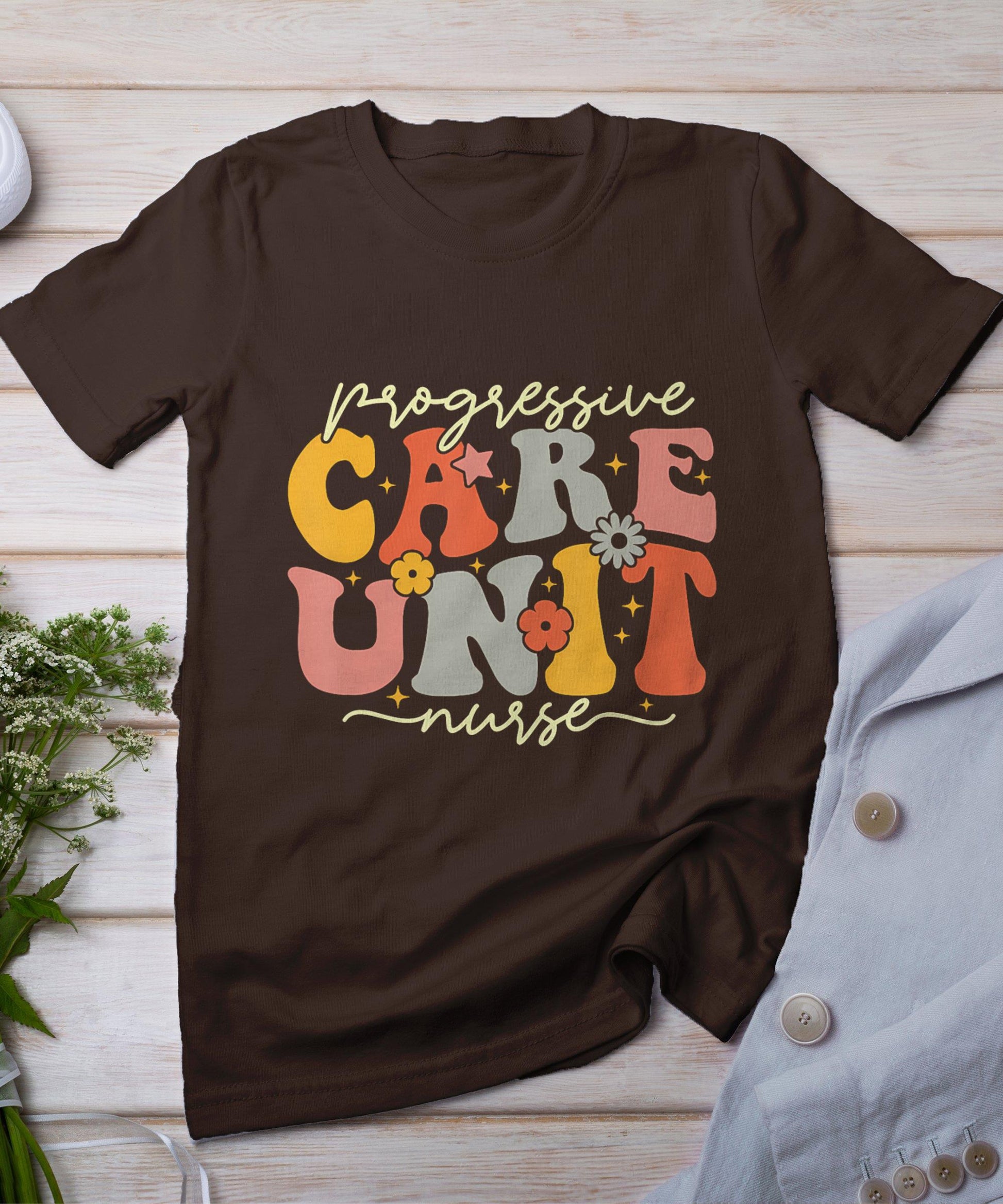 Progressive Care Unit Groovy Pcu Nurse Emergency Room Nurse T-Shirt