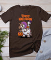 Cute Skeleton Riding Triceratops Happy Halloween Design T-Shirt