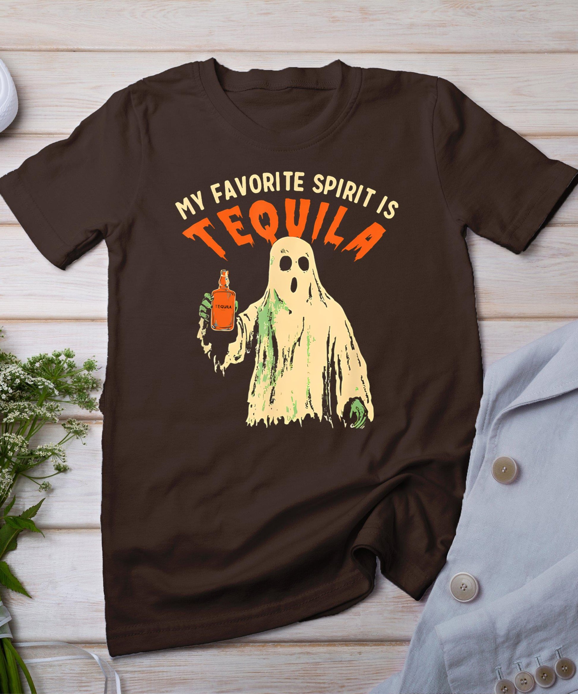 My Favorite Spirit Is Tequila Funny Halloween Party Adult T-Shirt