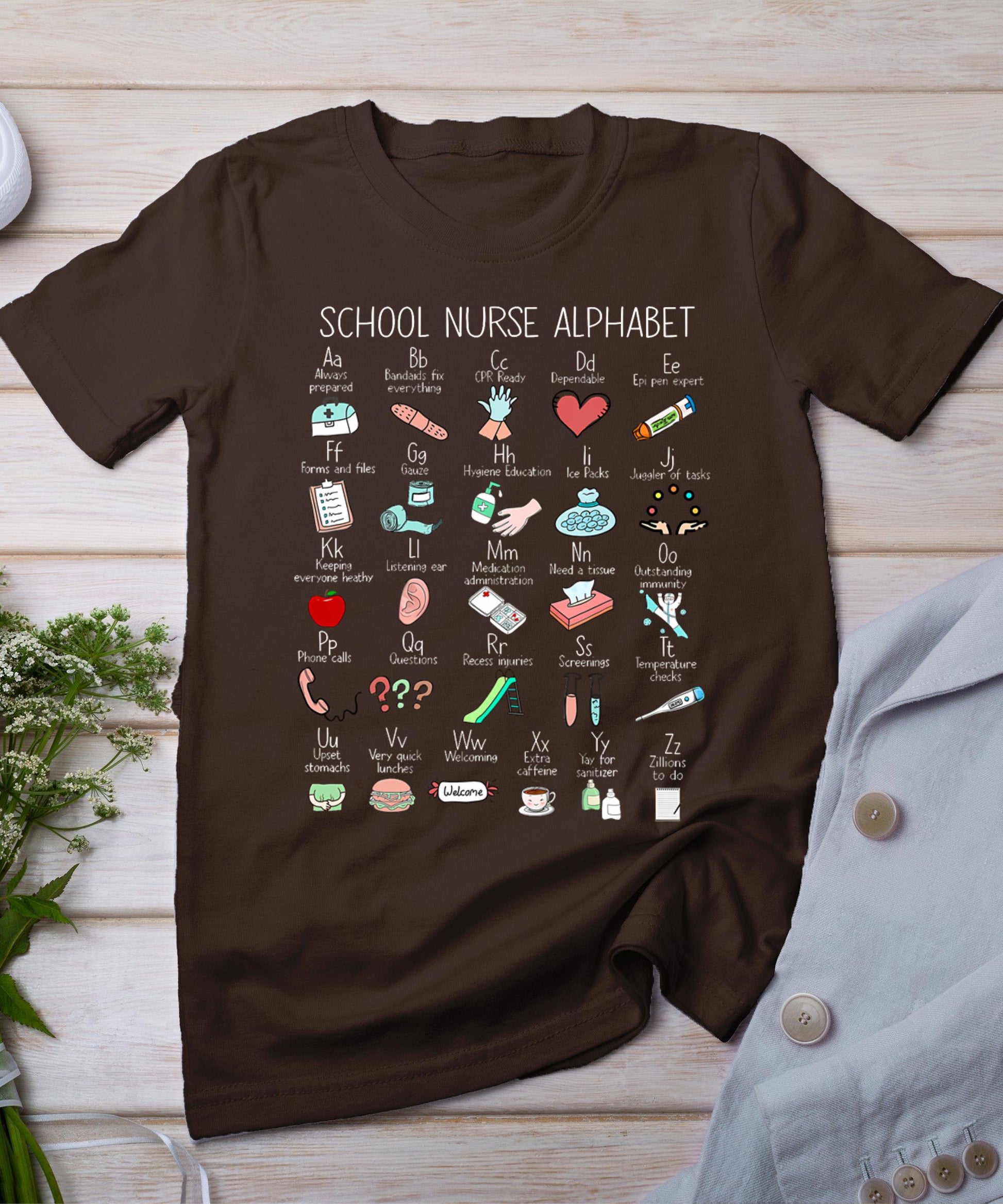 Abc School Nurse Alphabet Nurse Appreciation Nurse Educator T-Shirt