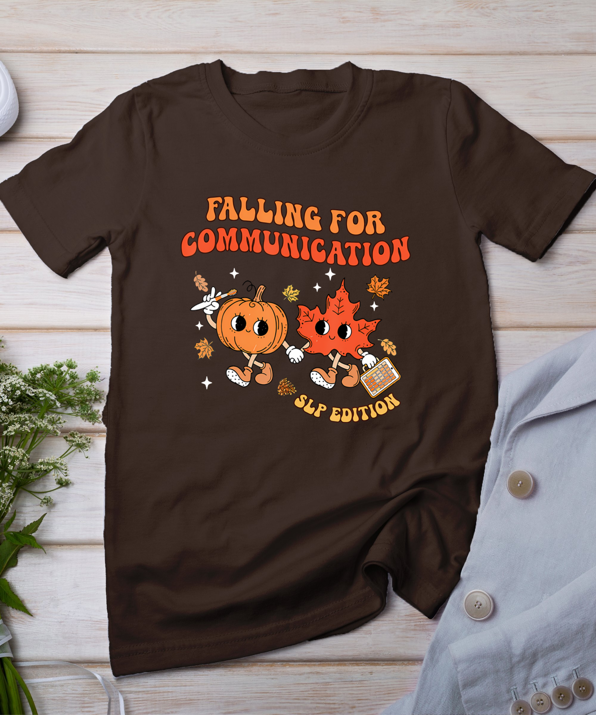 Falling For Communication Slp Edition Fall Thanksgiving T-Shirt