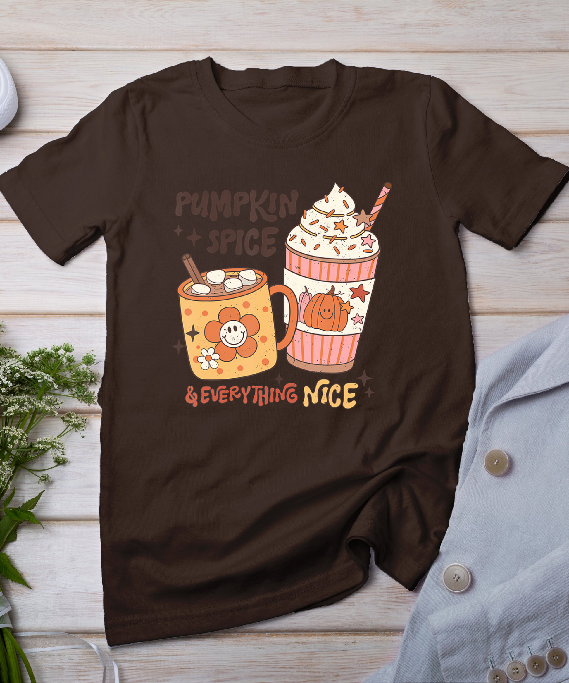 Fall Coffee Pumpkin Spice Latte Iced Warm Cozy Autumn Orange T-Shirt