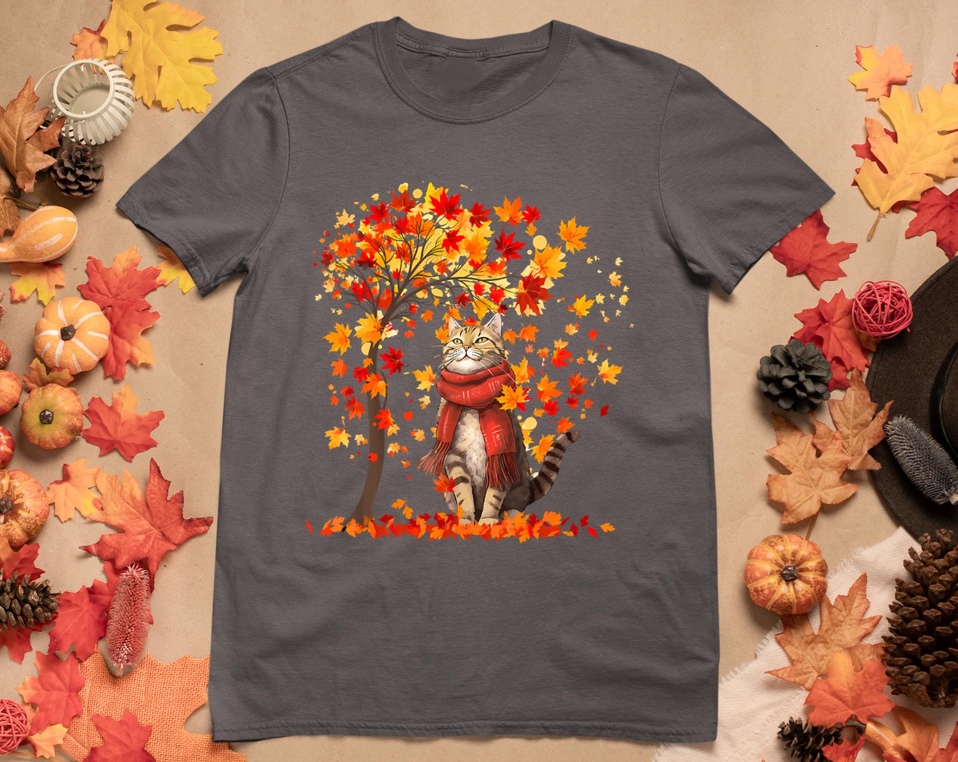 It's Fall Y'All Cat Leaf Fall Tree Hello Autumn Thanksgiving T-Shirt