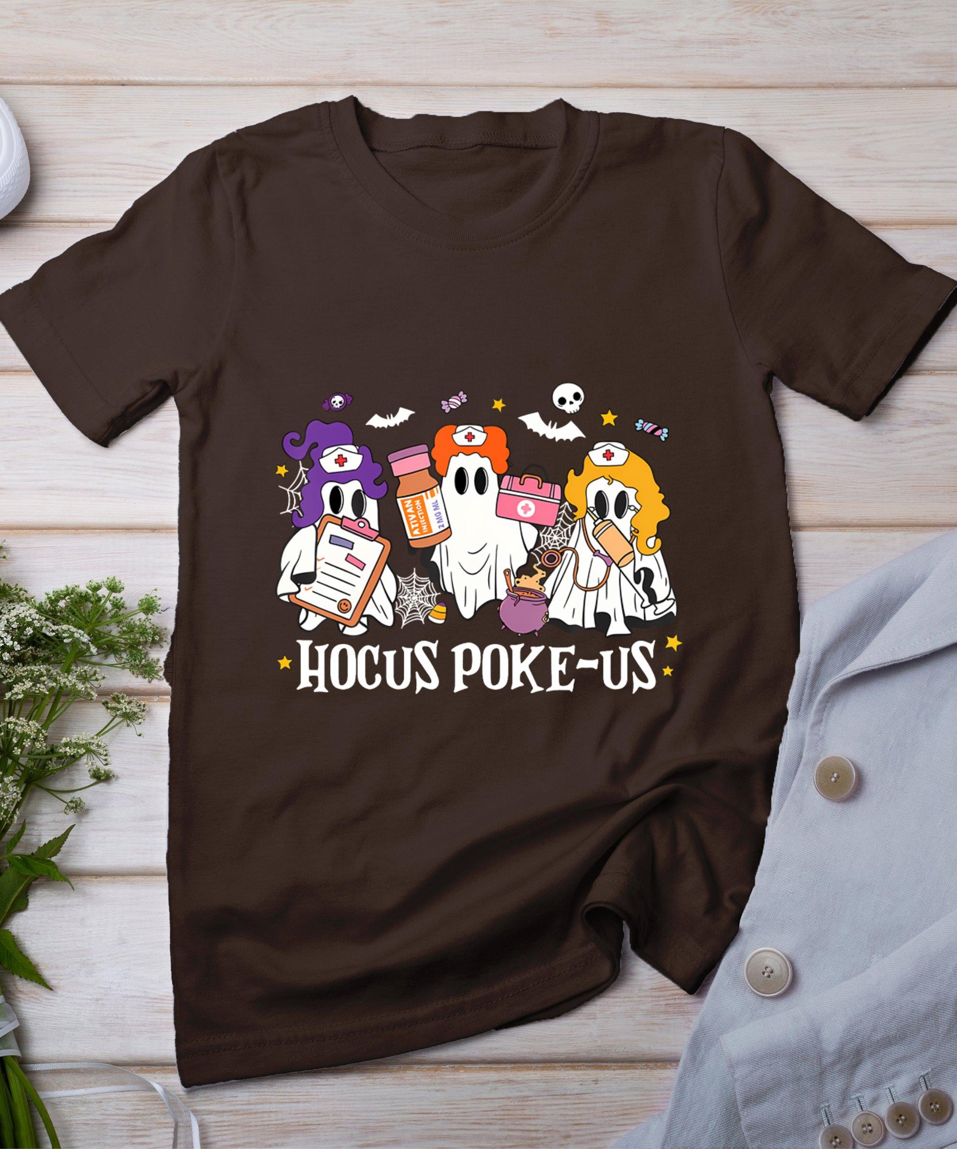 Hocus Poke-Us Witch Nurse Funny Halloween Spooky Health T-Shirt