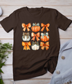 Coquette Bow Pumpkin Season Thanksgiving Autumn Fall Leaves T-Shirt