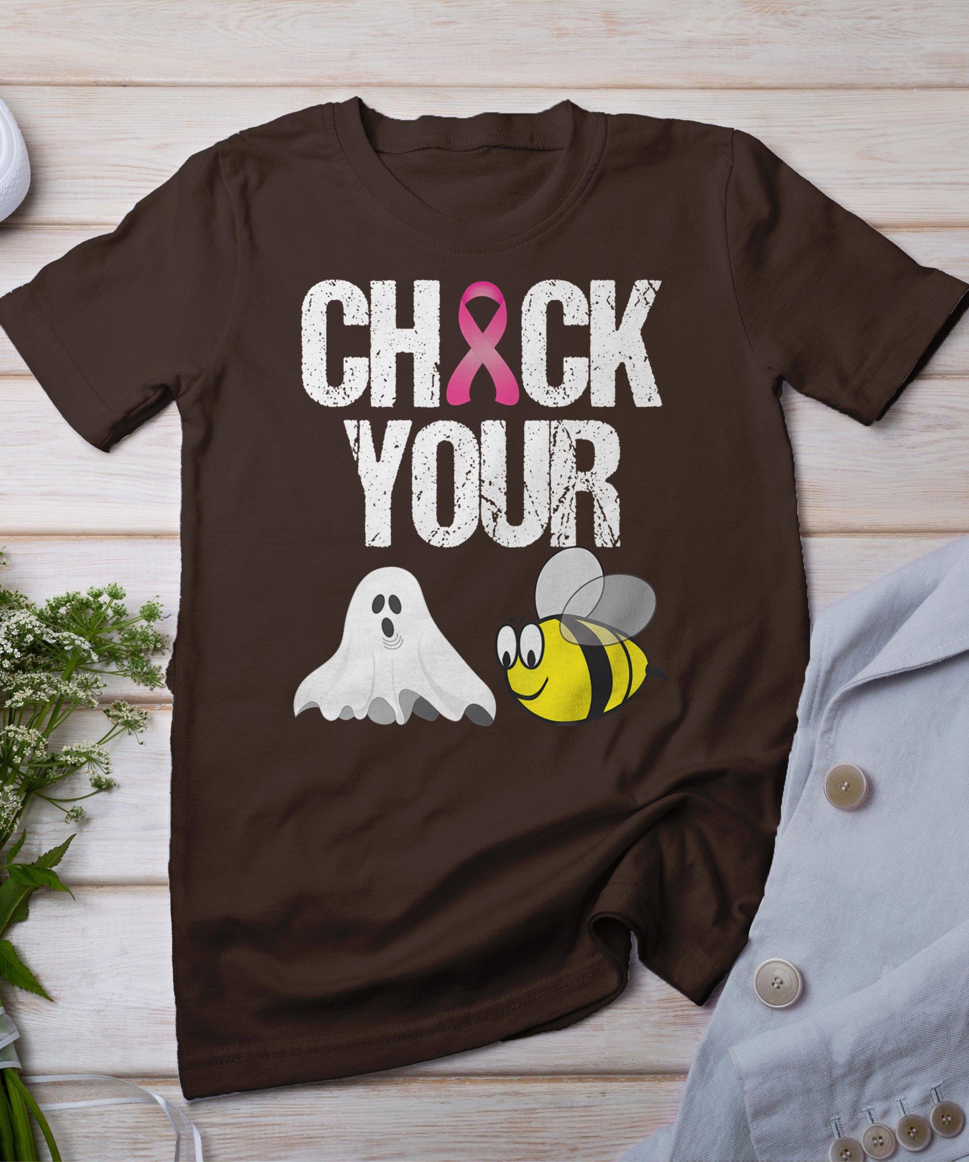 Check Your Boo Bees Shirt Funny Breast Cancer Halloween Gift T-Shirt